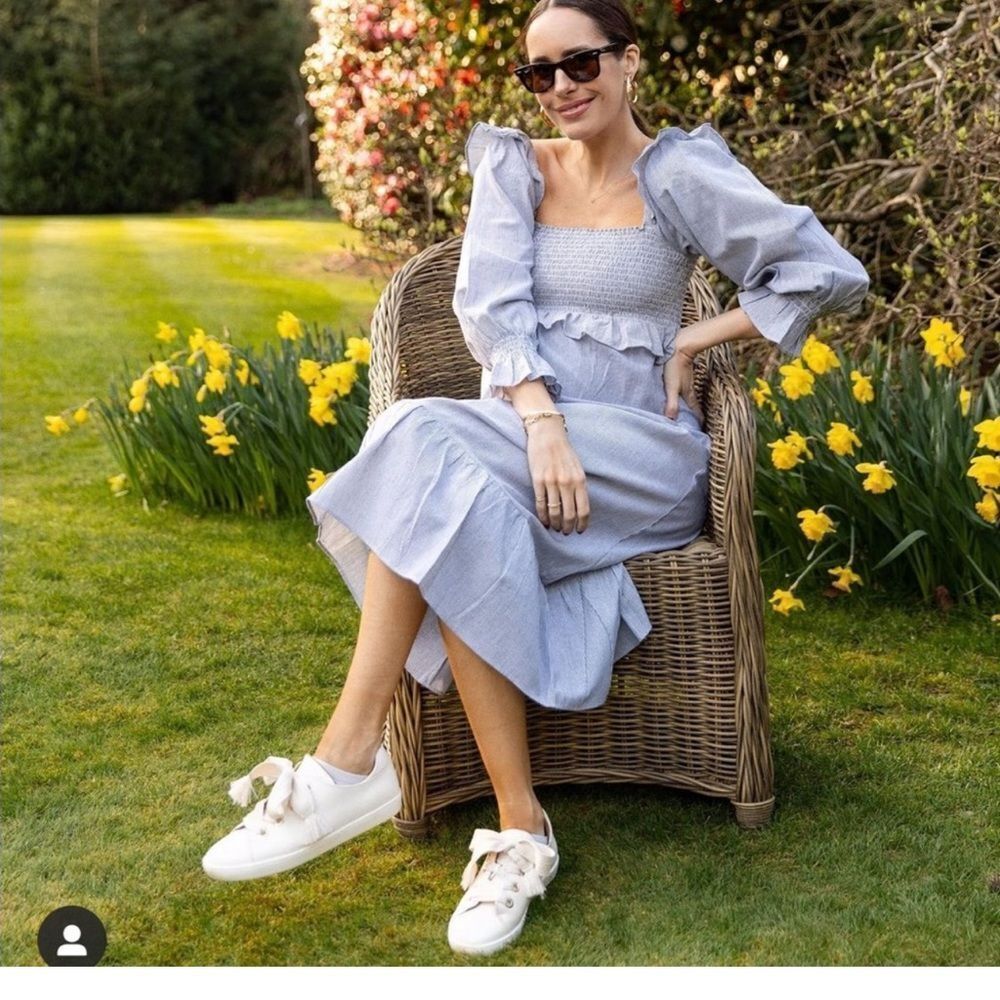 Blue Midi Maternity Dress